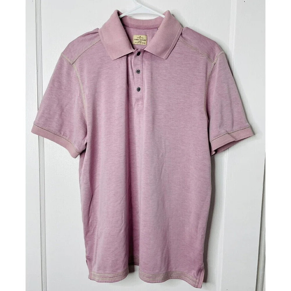 Tommy Bahama Mens Polo Shirt Sz M Pima Cotton Poly Blend Pink Short Sleeve